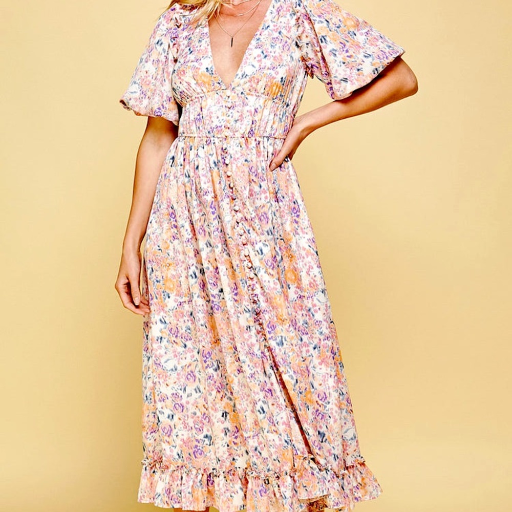 NWT Bubble Sleeve Floral Dress